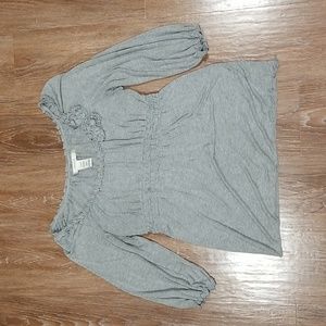 (S) Studio M Floral Embellished Casual Statement Sleeves Comfortable Neutral